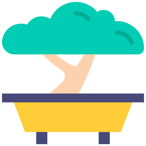 Arbo bonsai en maceta. Diseño tipo icono